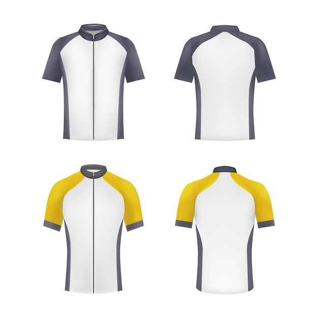 Modelo de Camisa de Bicicleta em Branco Preto e Amarelo