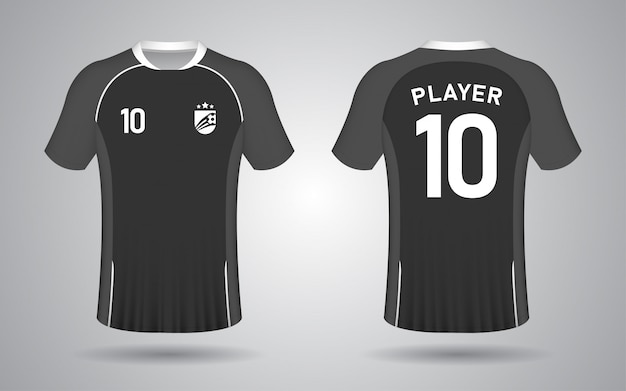 Modelo de camisa de futebol de manga curta preta