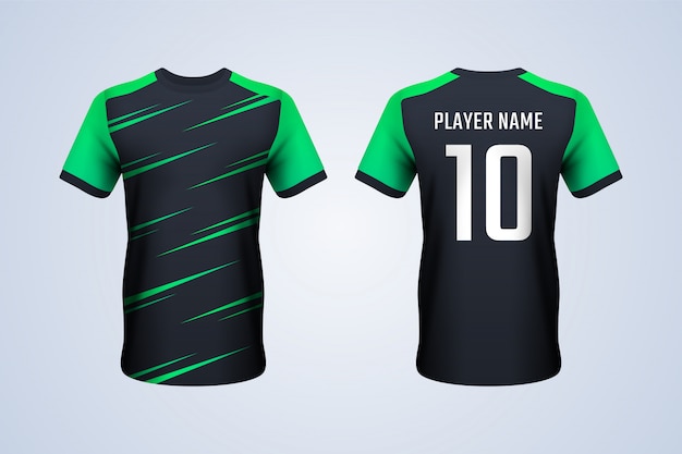 Modelo de camisa de futebol preto e verde