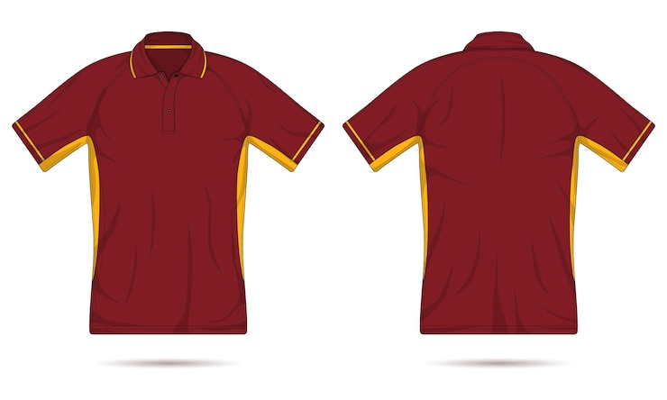 Vetor modelo de camisa de polo castanho de frente e de trás