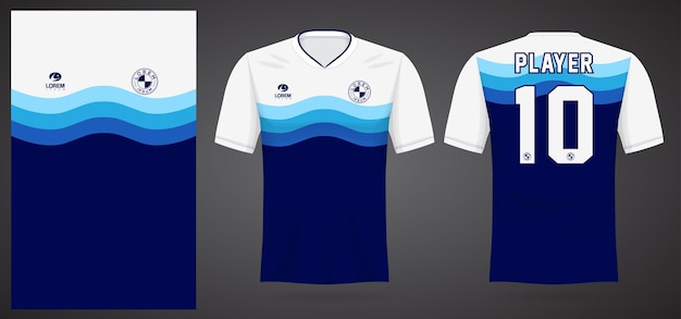 Vetor modelo de camisa esportiva azul para uniformes de time e design de camisetas de futebol