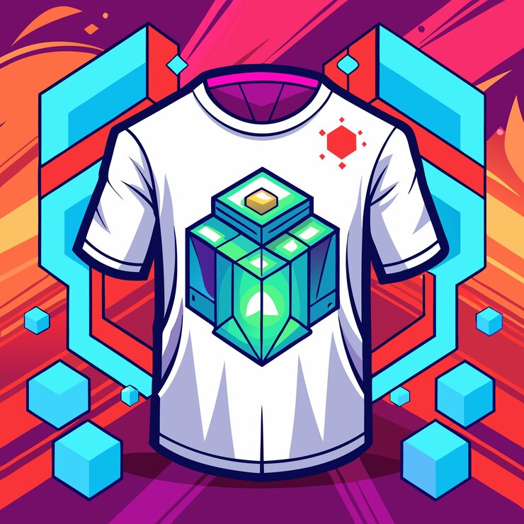 Vetor modelo de camiseta branca com um desenho geométrico
