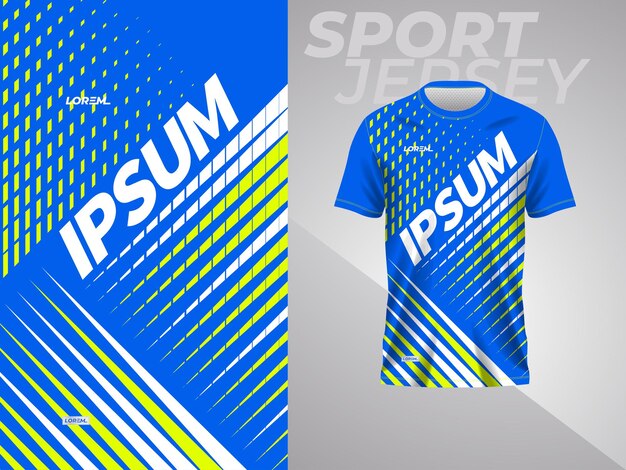 Vetor modelo de camiseta desportiva azul e amarela abstrata