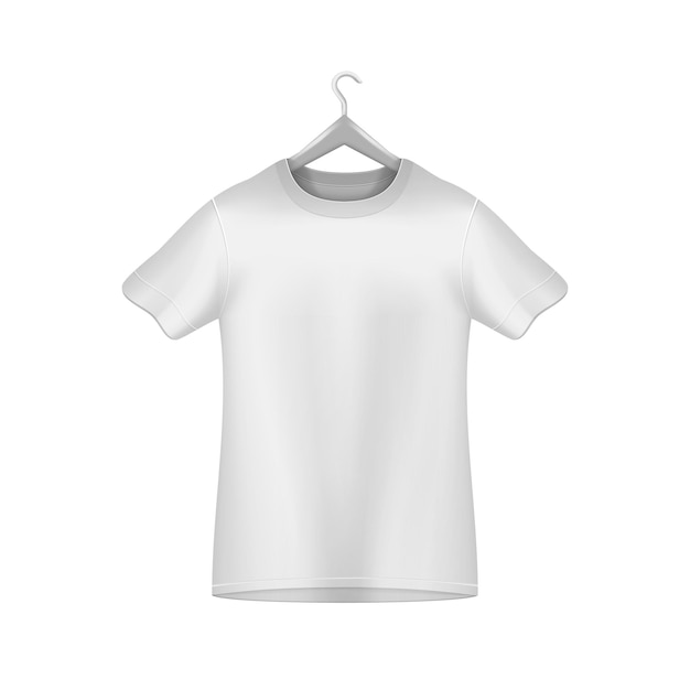 Vetor modelo de camiseta masculina no cabide ilustração isolada no fundo conceito gráfico para o seu design
