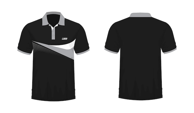 Vetor modelo de camiseta polo cinza e preto para design em fundo branco ilustração vetorial eps 10