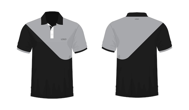 Vetor modelo de camiseta polo cinza e preto