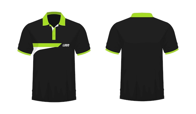 Vetor modelo de camiseta polo verde e preto para design em ilustração vetorial de fundo branco eps 10