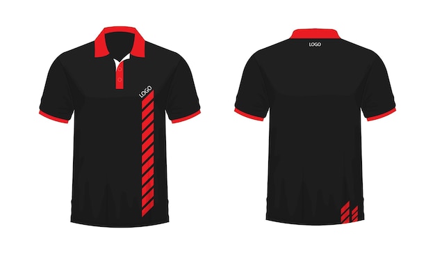 Modelo de camiseta polo vermelho e preto para design em fundo branco ilustração vetorial eps 10