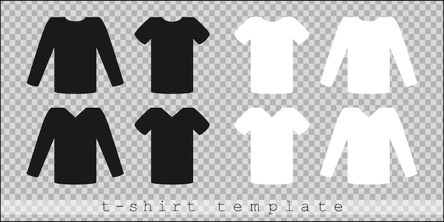 Modelo de camiseta simples ilustração vetorial de uma maquete de camiseta branca preta de manga curta e longa para sua impressão de design de moletom em roupas