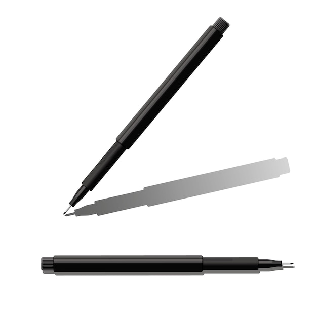 Modelo de caneta linear preta isolado em branco