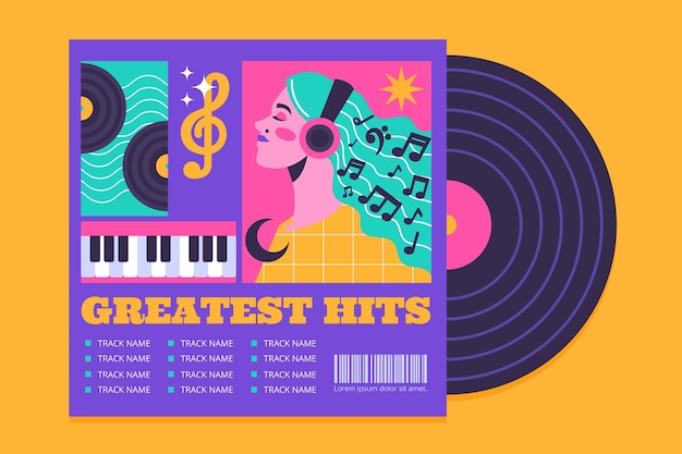 Modelo de capa de álbum de música desenhado à mão