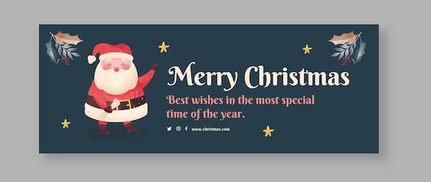 Modelo de capa de aquarela de Natal para mídia social