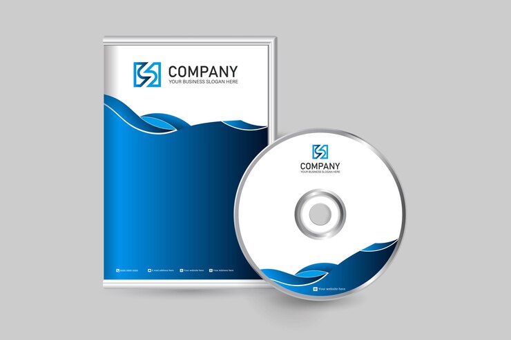 Vetor modelo de capa de dvd gradiente azul de negócios