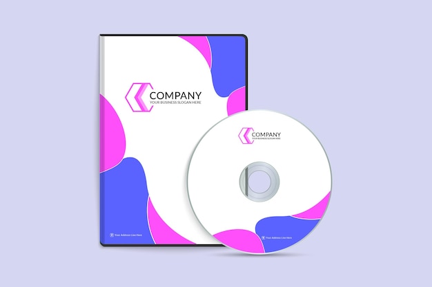 Vetor modelo de capa de dvd profissional rosa e azul simples
