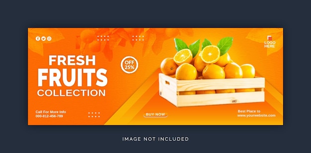 Modelo de capa de facebook de banner de mídia social de coleção exclusiva de frutas frescas