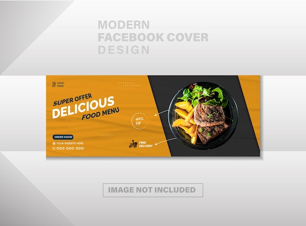 Vetor modelo de capa de facebook de mídia social de comida deliciosa modelo de capa de facebook criativo e moderno