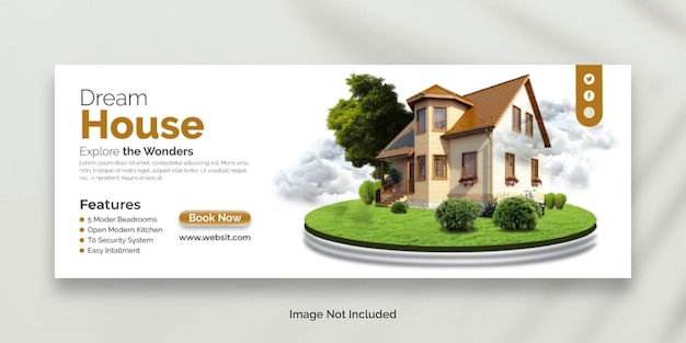 Modelo de capa de facebook imobiliário ou design de capa de facebook de casa moderna