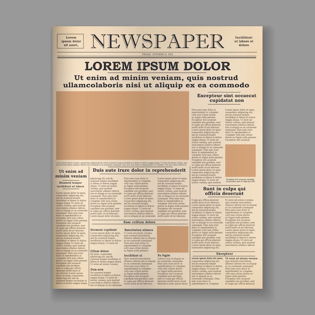 Modelo de capa de jornal antigo realista.
