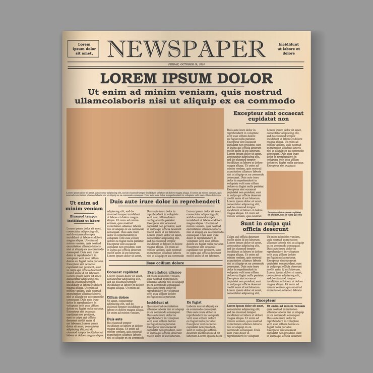 Vetor modelo de capa de jornal antigo realista.