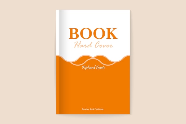 Vetor modelo de capa de livro em estilo onda de cor laranja