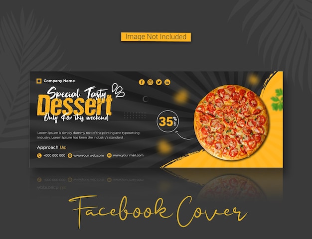 Modelo de capa de mídia social de pizza deliciosa