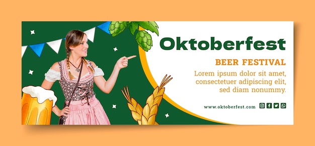 Modelo de capa de mídia social desenhada à mão para o festival oktoberfest