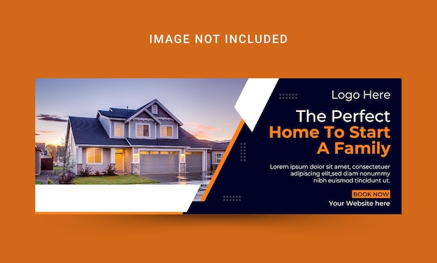 Modelo de capa de mídia social imobiliária e banner web