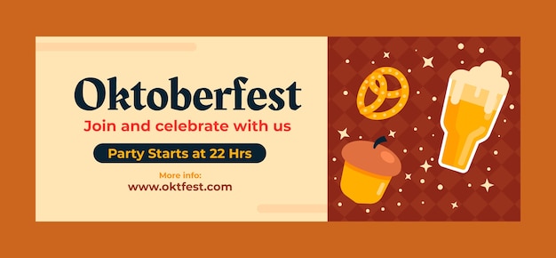Modelo de capa de mídia social plana oktoberfest