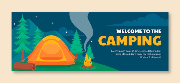 Modelo de capa de mídia social plana para acampar