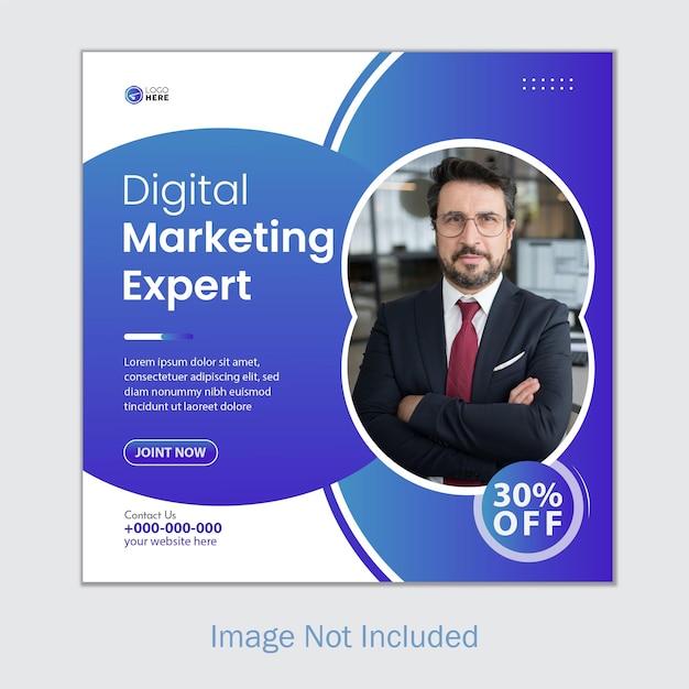 Modelo de capa de postagem de mídia social especialista em marketing digital