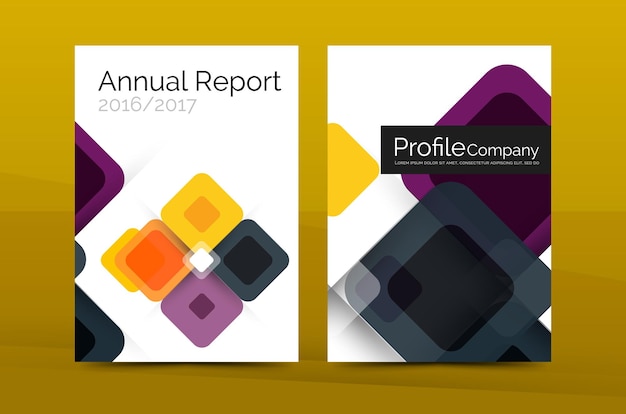 Modelo de capa de relatório anual de negócios quadrados modernos
