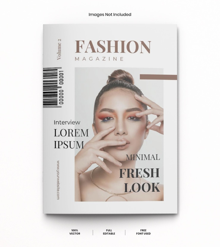 Vetor modelo de capa de revista de moda minimalista