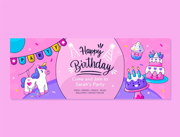 Modelo de capa do facebook de aniversário infantil