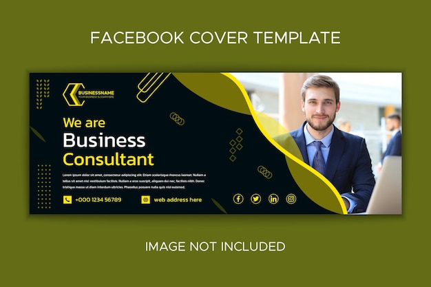 Vetor modelo de capa do facebook de consultor de negócios de design plano