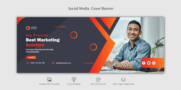 modelo de capa do Facebook de design de mídia social de negócios