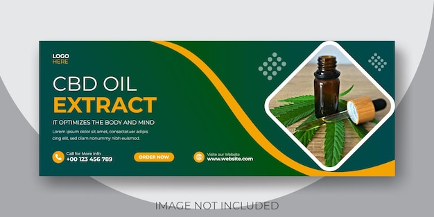 Modelo de capa do facebook de mídia social do óleo de cbd para produtos de cânhamo