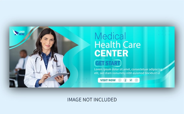 Vetor modelo de capa do facebook do centro de saúde e médico dentista