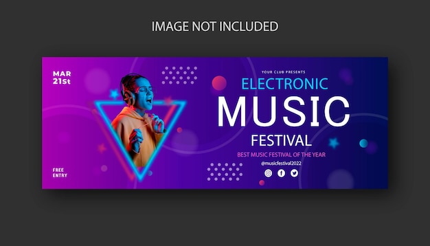 Vetor modelo de capa do facebook do festival de música colorida gradiente vetor premium
