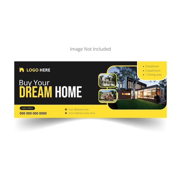 Modelo de capa do Facebook e banner da web para propriedades imobiliárias