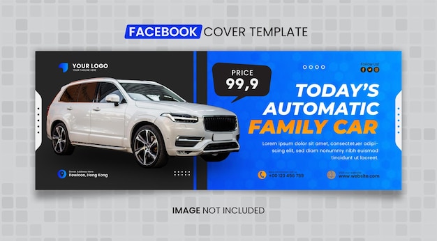 Vetor modelo de capa do facebook para venda de carros familiares