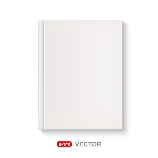 Vetor modelo de capa dura de livro vertical em branco vista superior de revista vazia com sombra ilustração isolada