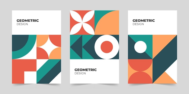 Modelo de capa minimalista abstrato conceito de padrão geométrico colorido moderno