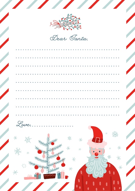 Modelo De Carta De Natal Para O Papai Noel | Vetor Premium
