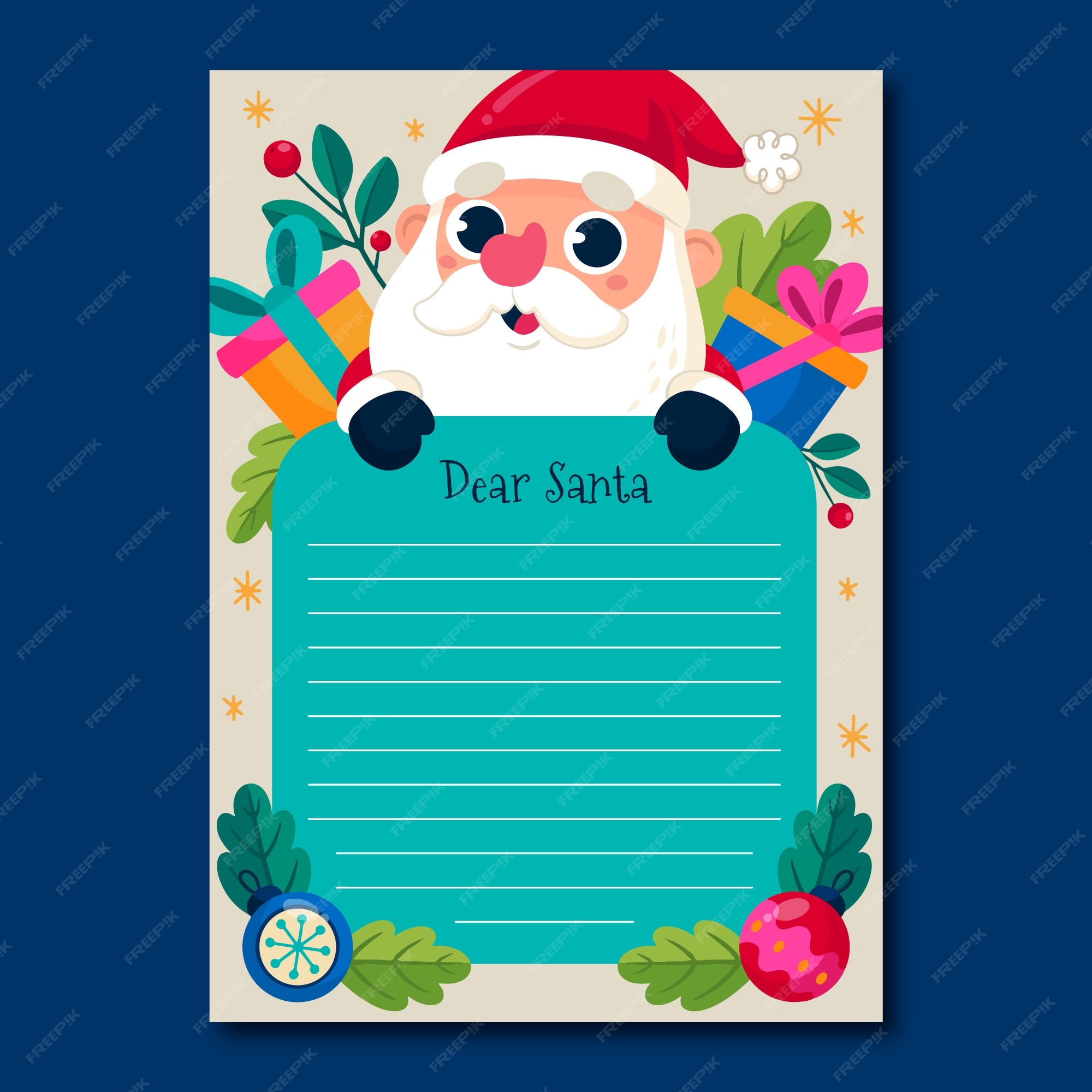 Modelo de carta de papai noel desenhado à mão | Vetor Premium Modelo de carta de papai noel desenhado à mão | Vetor Premium
