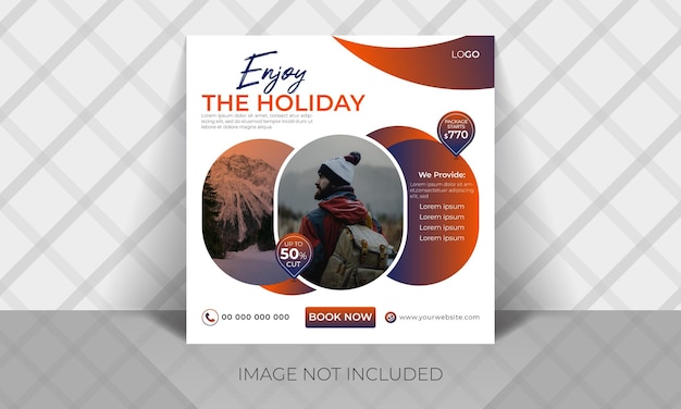 Modelo de carta Instagram ou banner quadrado de agência de viagens e turismo