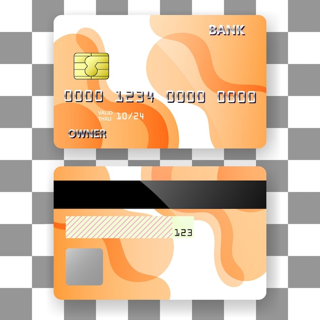 Vetor modelo de cartão bancário fundo onda laranja padrão elegante