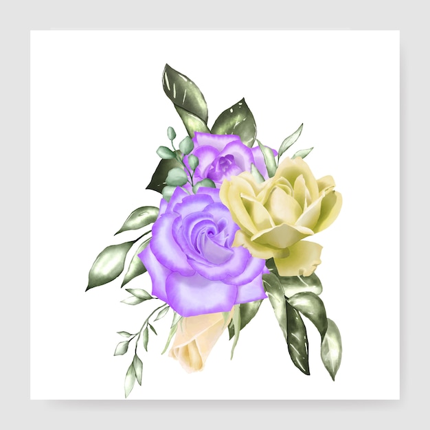 Modelo de cartão de casamento aquarela buquê floral