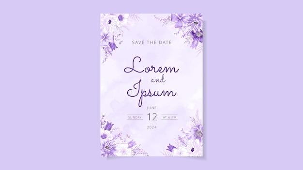 Modelo de cartão de casamento floral flores botânico convite Salve a data RSVP