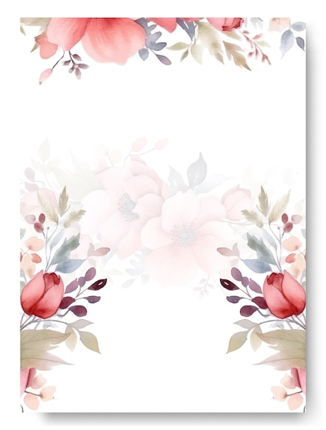 Modelo de cartão de casamento minimalista com flor de gardênia rosa aquarela tema rústico casamento com borda