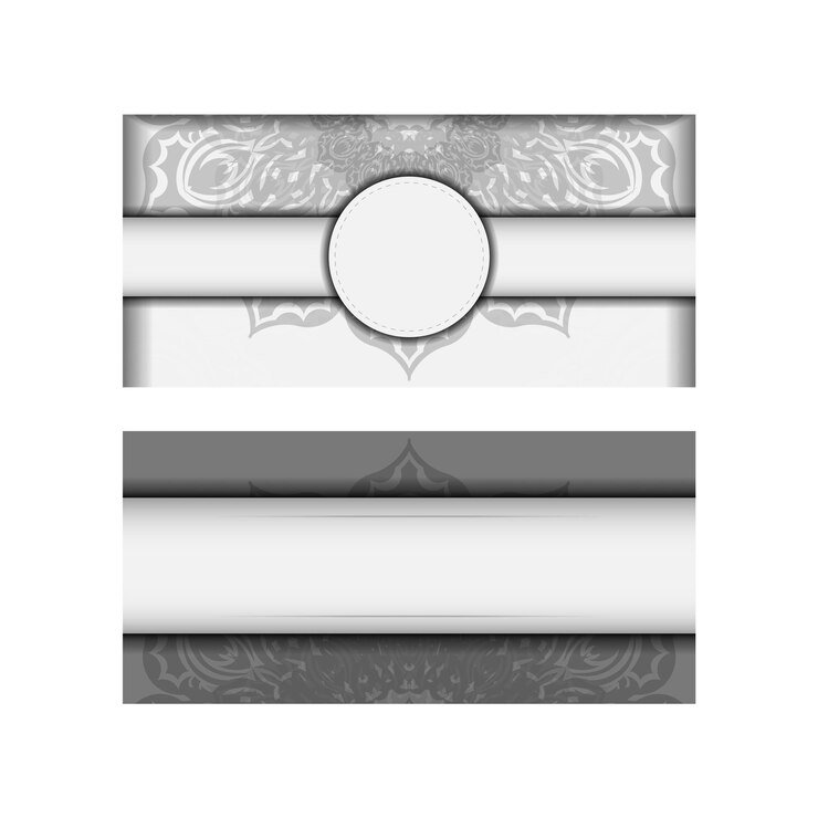 Vetor modelo de cartão de convite com lugar para o seu texto e ornamento. vector design de cartão postal de cor branca com ornamento mandala preto.